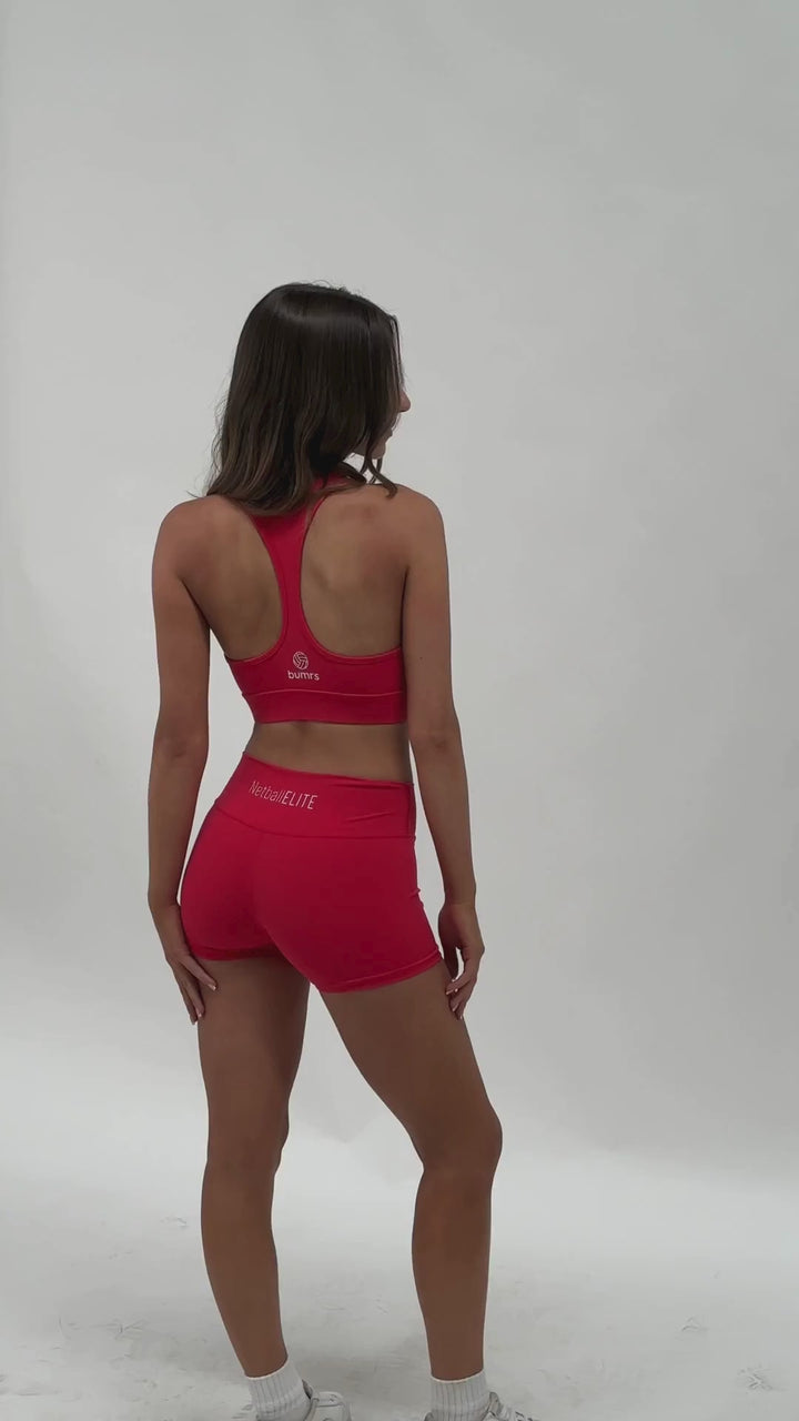 Netball Shorts and Crop Set - Cherry
