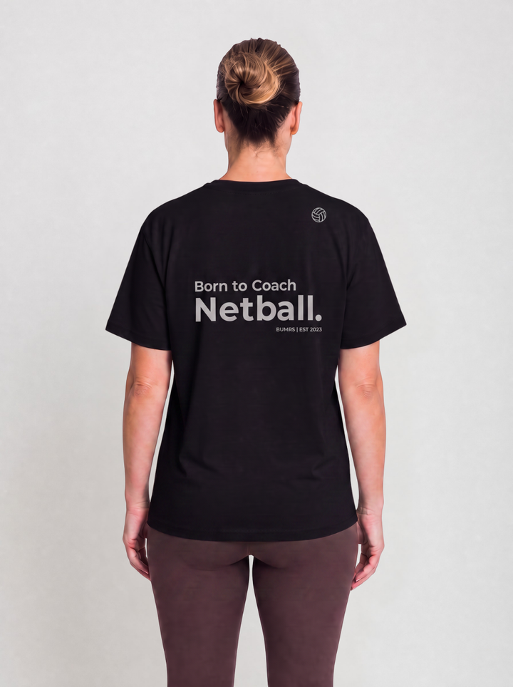Born To Coach Netball T-Shirt – Black