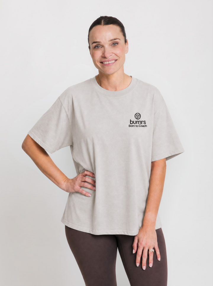 Born To Coach Netball Relaxed T-Shirt – Stone
