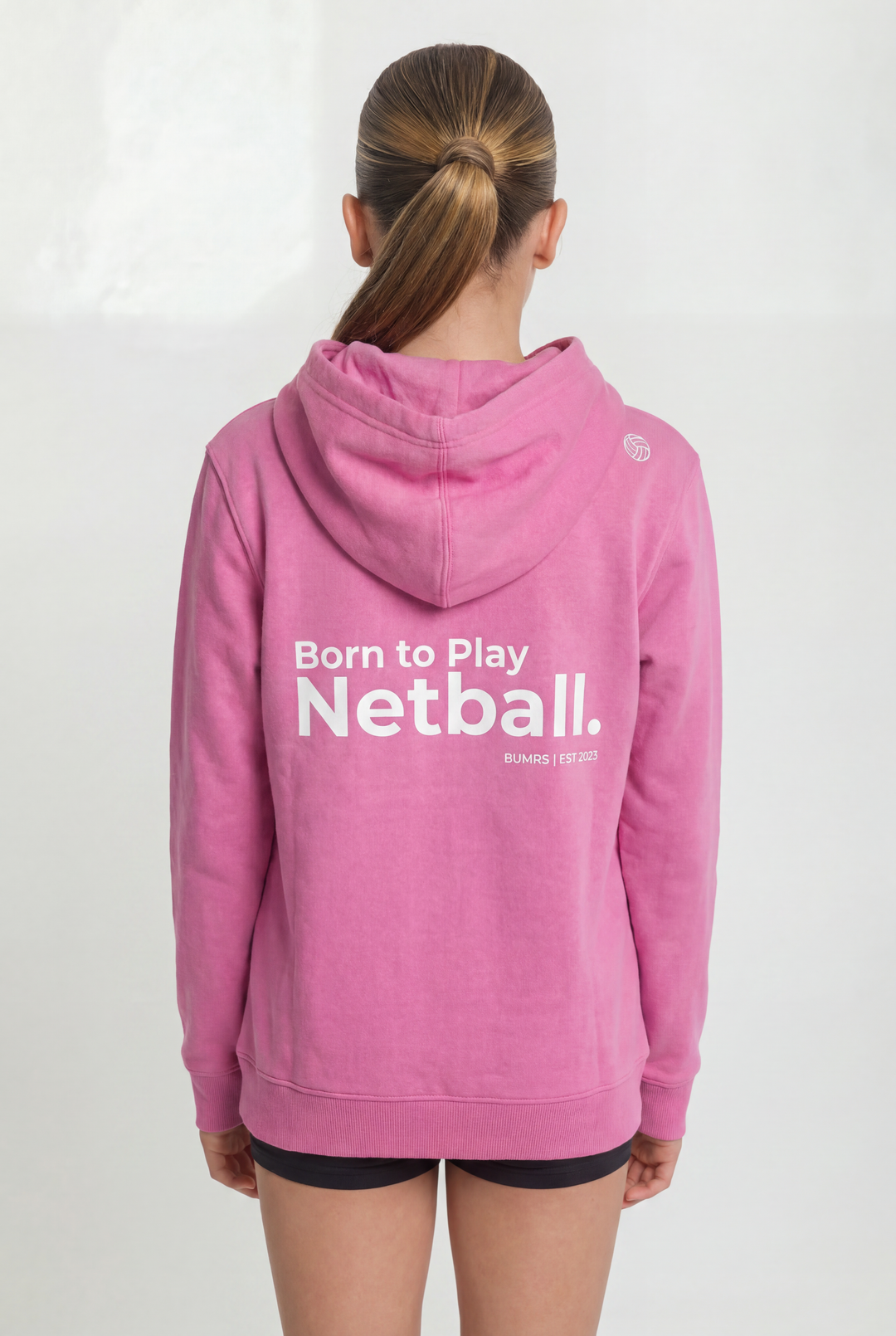 Youth Born to Play Netball Hoodie – Pink