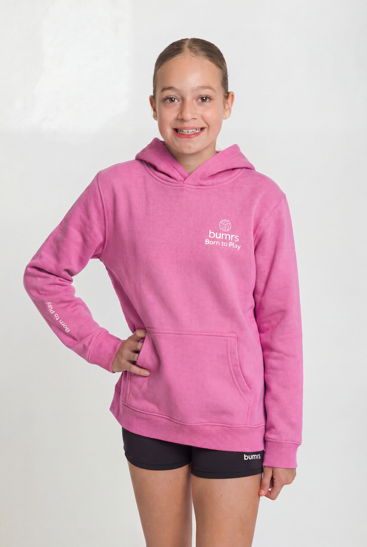 Youth Born to Play Netball Hoodie – Pink