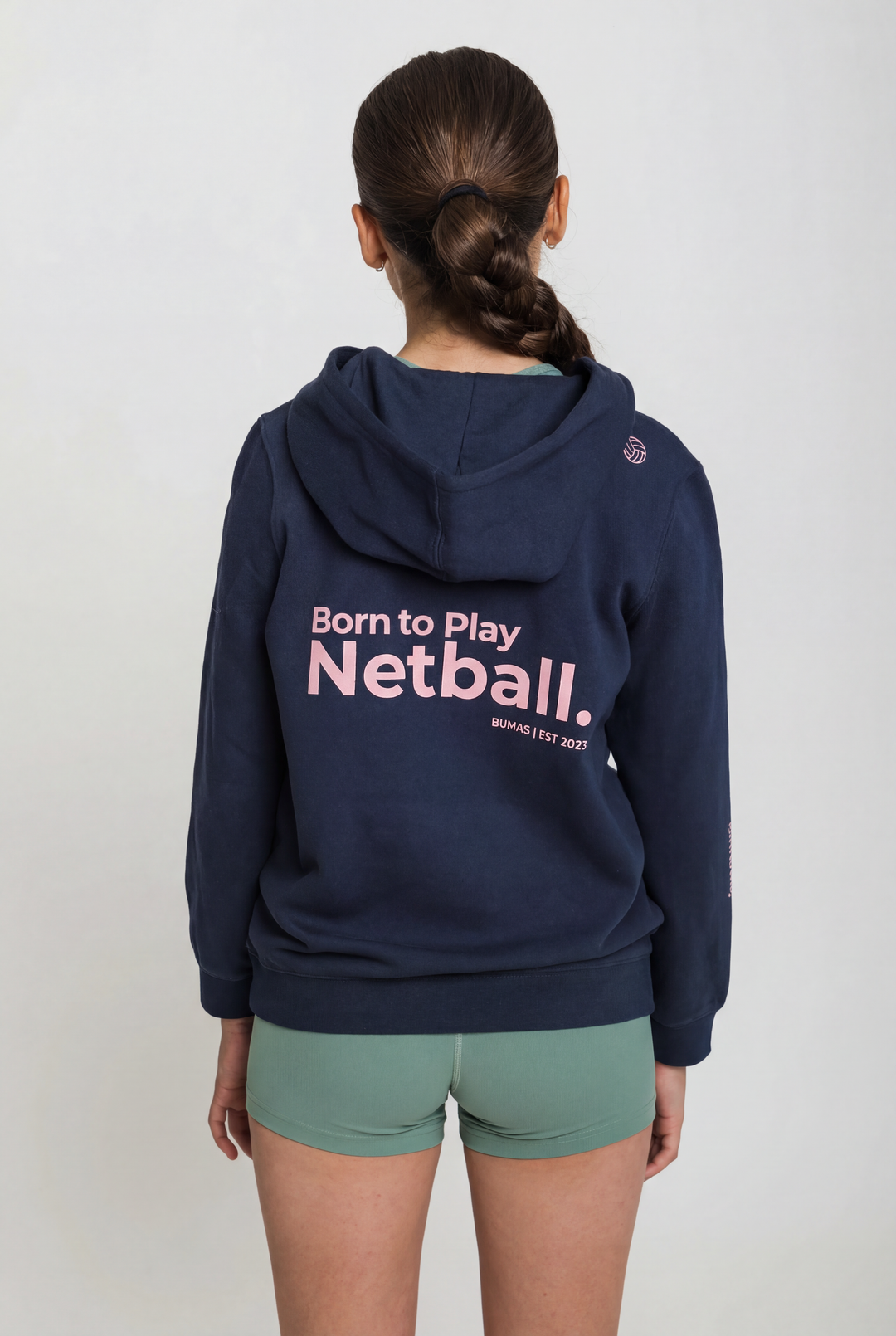 Youth Born to Play Netball Hoodie – Navy