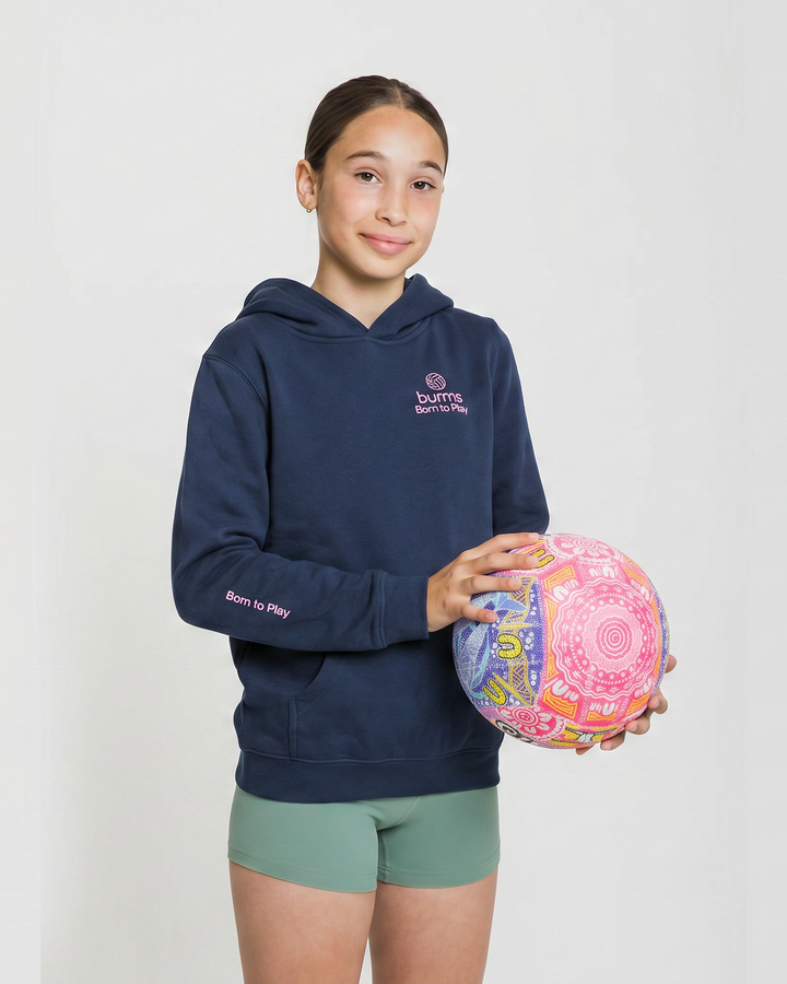 Youth Born to Play Netball Hoodie – Navy
