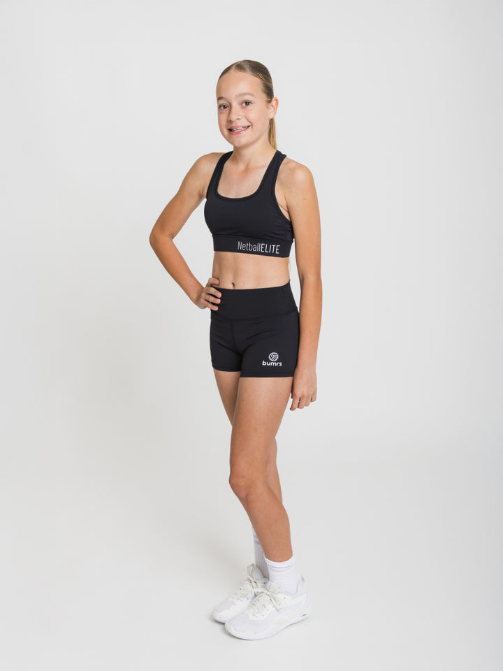 Youth Netball Shorts and Crop Set - Black