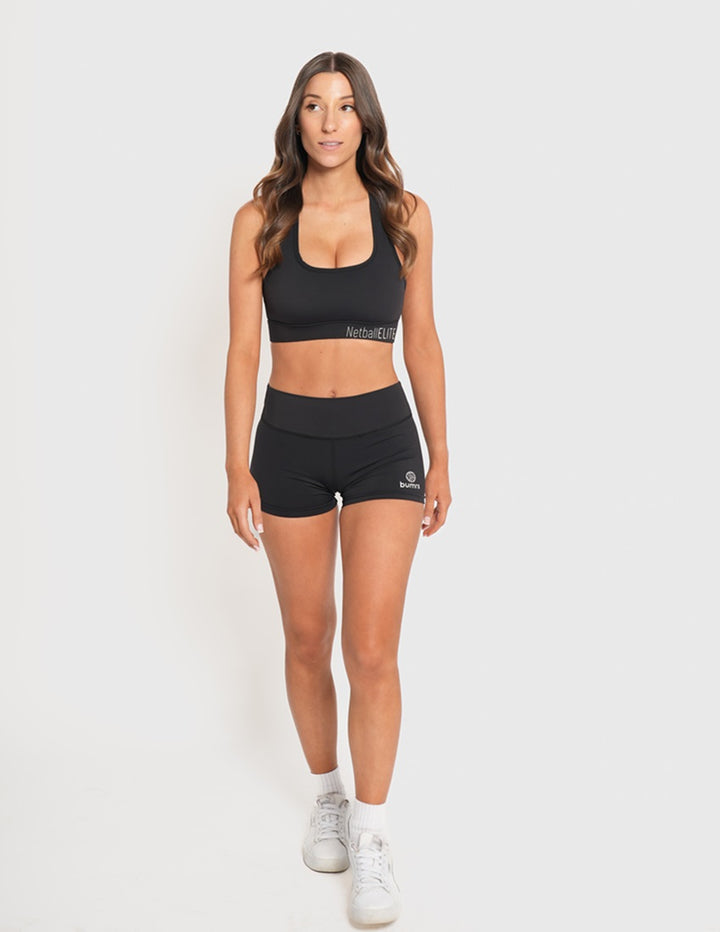 Netball Sports Crop Top - Black