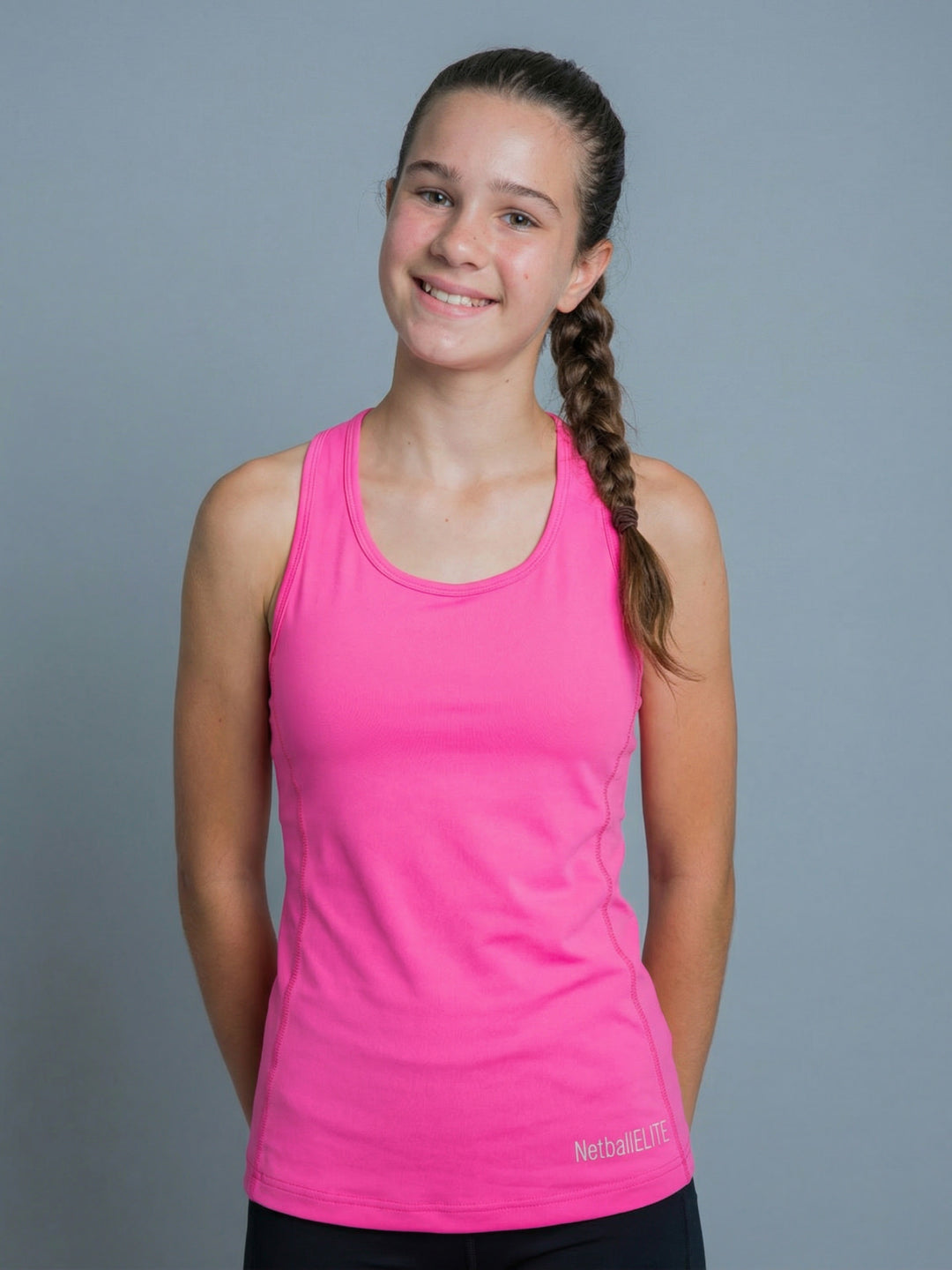 Youth Netball Training Tank Racerback - OMG Pink