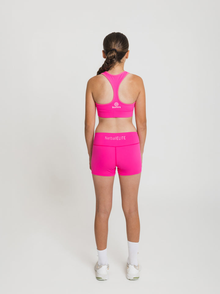 Youth Netball Shorts and Crop Set - OMG Pink