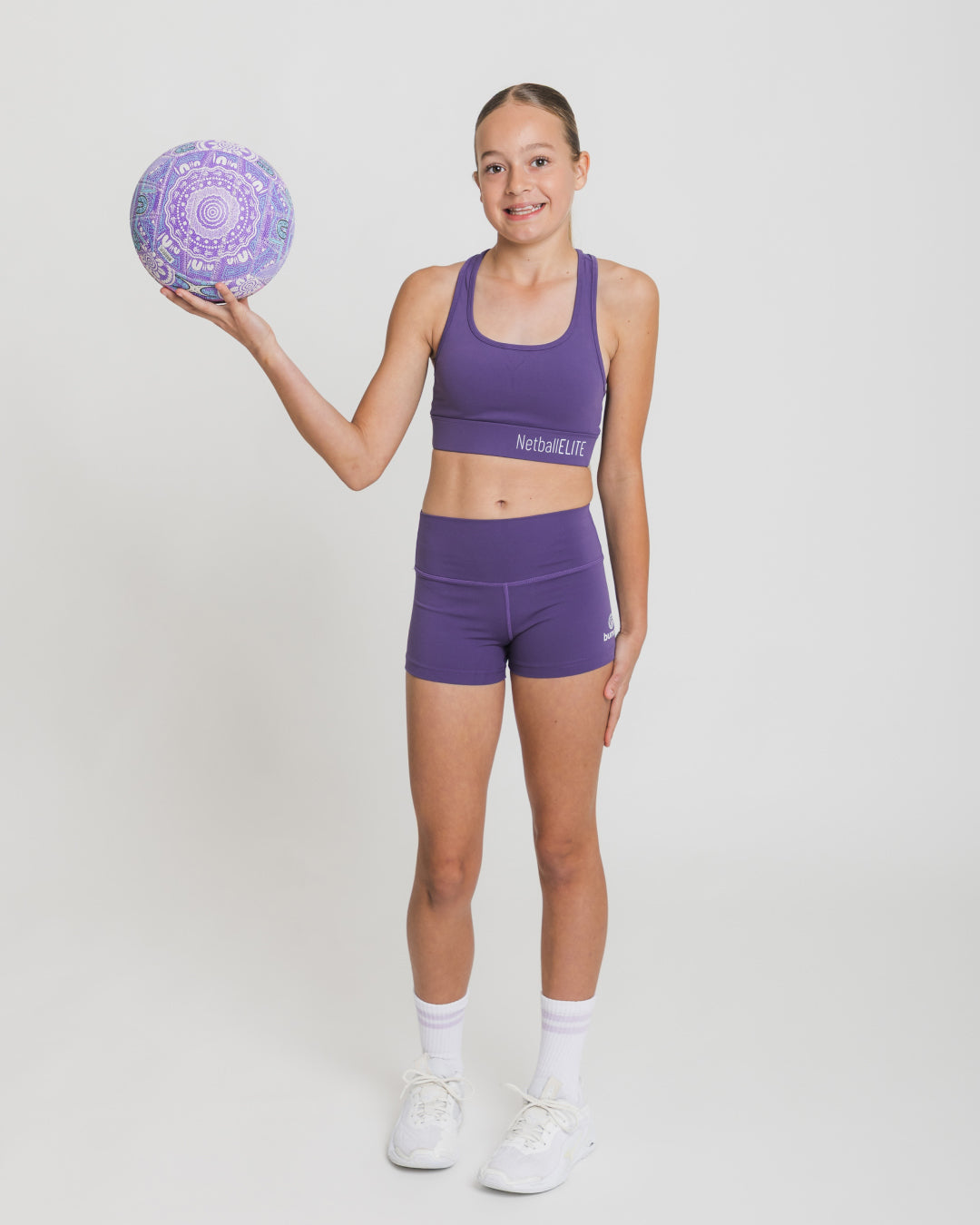Youth Netball Shorts and Crop Set - Purple