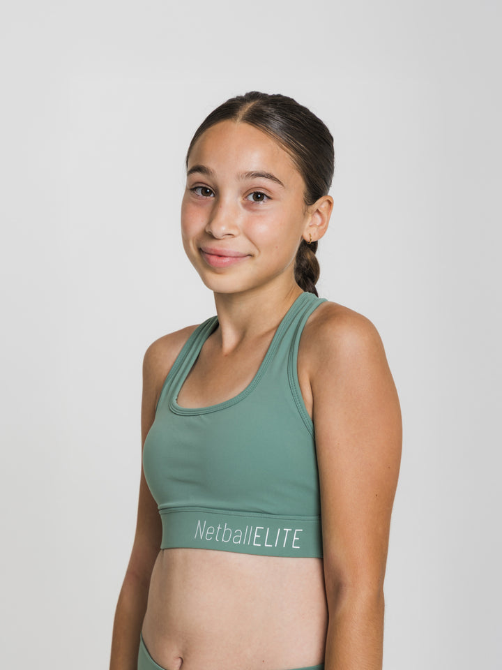Youth Netball Sports Crop Top - Sage