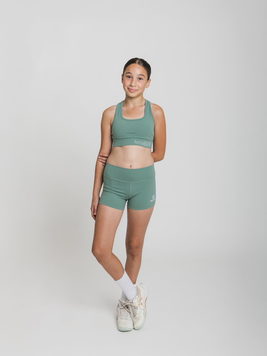 Youth Netball Shorts and Crop Set - Sage